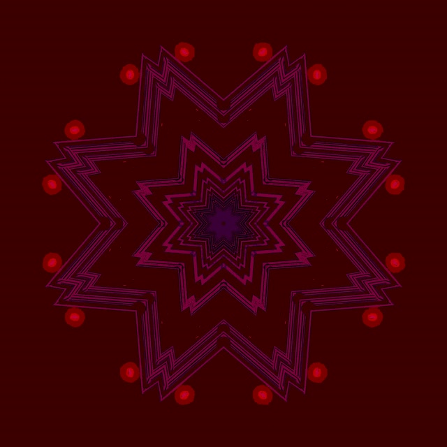 Tunnel Neon Caleidoscopio Stella Rosso VjLoops 1:1 Quadrato 60fps Salvaschermo