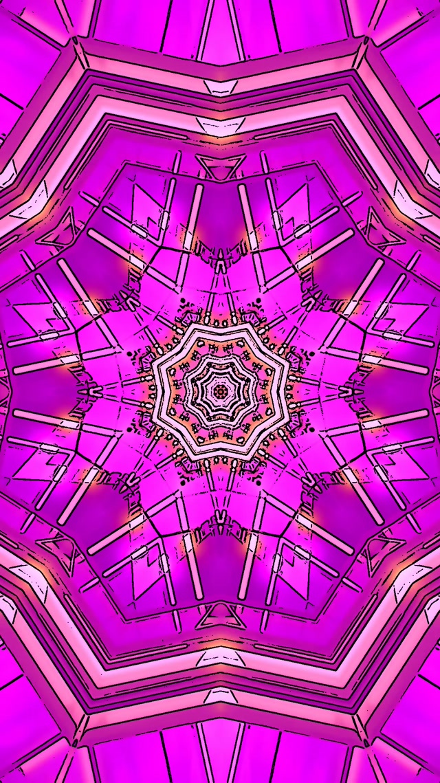 Tunnel Neon Rosa Stella Mandala VJ Loop 9:16 Reels 60fps Screensaver