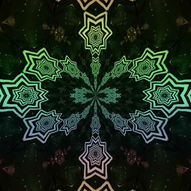 Tunnel Neon Caleidoscopio Stella Esplosione VJ Loop 1:1 Quadrato 60fps Screensaver