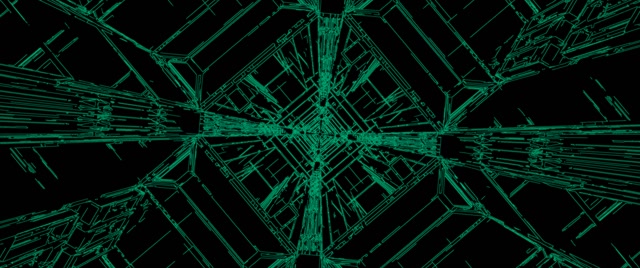 Tunnel Neon Vortice Griglia Verde VJ Loop 2.39:1 Cinemascope 60fps Screensaver