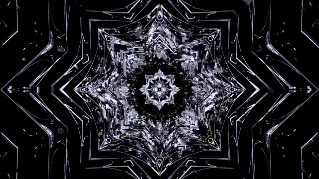 暗色抽象万華鏡VJLoops - 黒白幾何学的モーション背景
