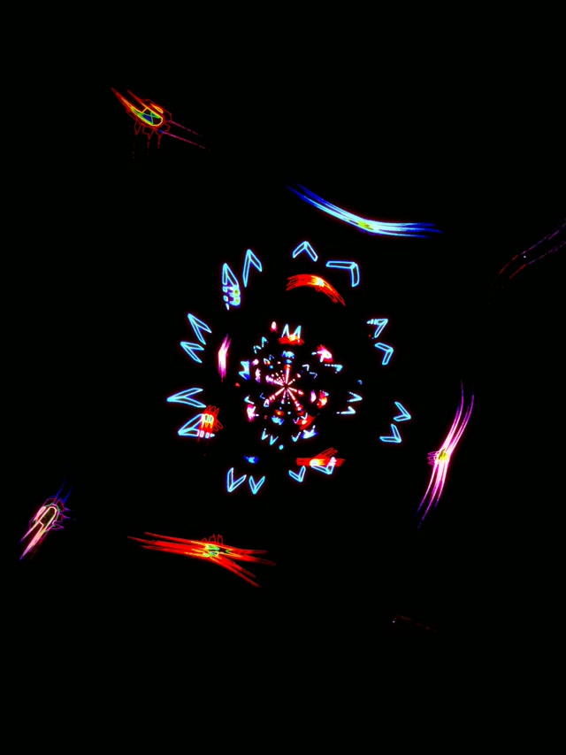 Neon Tunnel Kaleidoscope Burst 3:4 iPad Portrait 60fps VJ Loop Screensaver