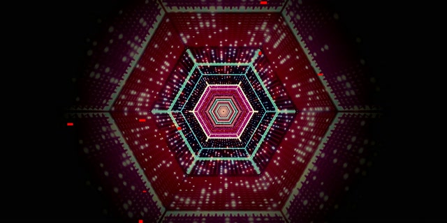 Neon Tunnel Hexagon Vortex VJ Loop 2:1 Univisium 60fps Screensaver