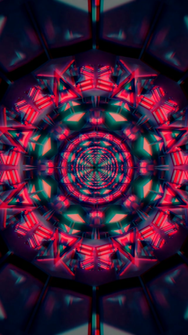 Neon Tunnel Kaleidoscope Vj Loop 9:16 Reels 60fps Screensaver