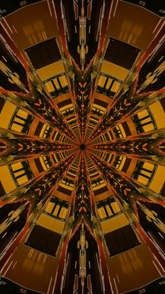 Neon Tunnel Kaleidoscope Star Burst VJ Loop 9:16 Reels 60fps Screensaver