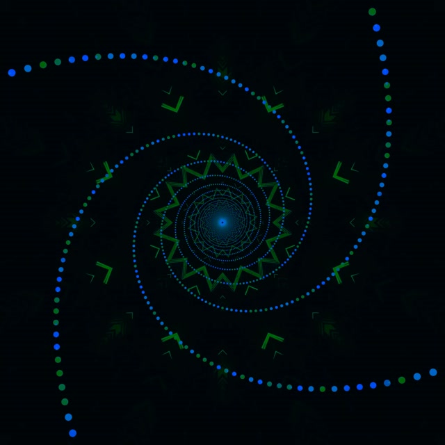 ネオントンネルブルーグリーンスパイラルスクリーンセーバー 1:1 スクエア 60fps VJLoops PC