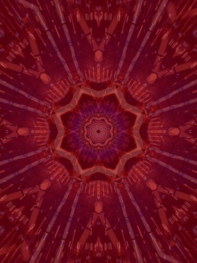Red Star Kaleidoscope Neon Tunnel VJ Loop 3:4 iPad Portrait 60fps Screensaver