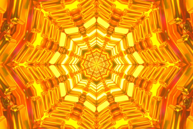 Hypnotic Yellow Orange Neon Tunnel Kaleidoscope 60fps VJ Loop 3:2 Screensaver