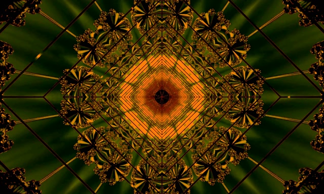 ოქროსფერი მწვანე Fractal ნეონი ტუნელი Screensaver 5:3 Wide 60fps VJ Loop