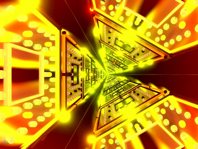 ნეონის გვირაბი PCB წრე ოქროსფერი VJLoops 4:3 Classic 60fps Screensaver