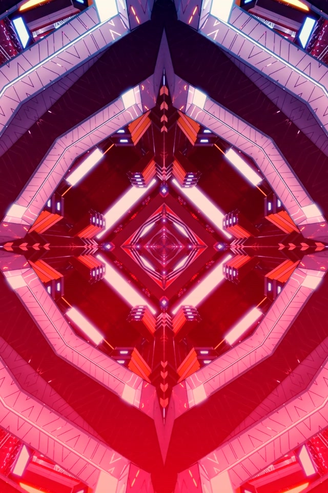 Neon Tunnel Red Diamond Kaleidoscope VJ Loop 2:3 PortraitMode 60fps ეკრანის დამცველი