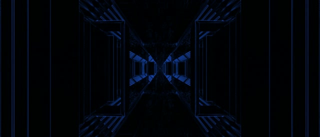 블루 네온 터널 VJ Loop 21:9 울트라와이드 60fps 스크린세이버 기하학적 복도