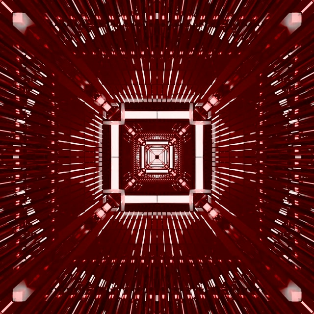 Red Neon Tunnel Vj Loop | Glowing Square Vortex | 1:1 Square 60fps Screensaver