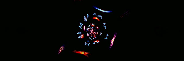 Neon Tunnel Kaleidoscope Burst VJ Loop 3:1 Triple Wide 60fps Screensaver