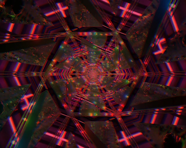 VJ Loop 네온 터널 빨간색 팔각형 만화경 5:4 산업용 60fps 화면보호기