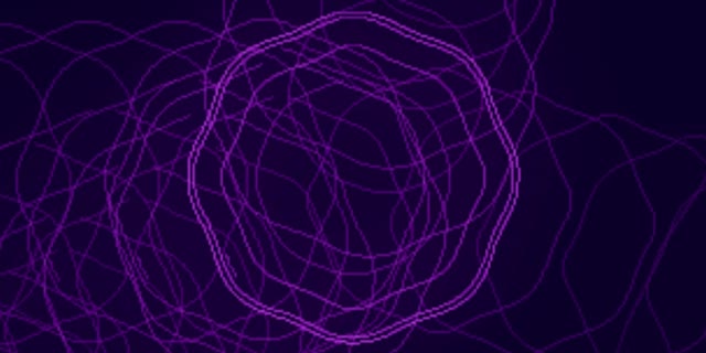 SCHRITT 1: Das Bild zeigt einen abstrakten Neon-Tunnel mit verschlungenen, organischen Linien in