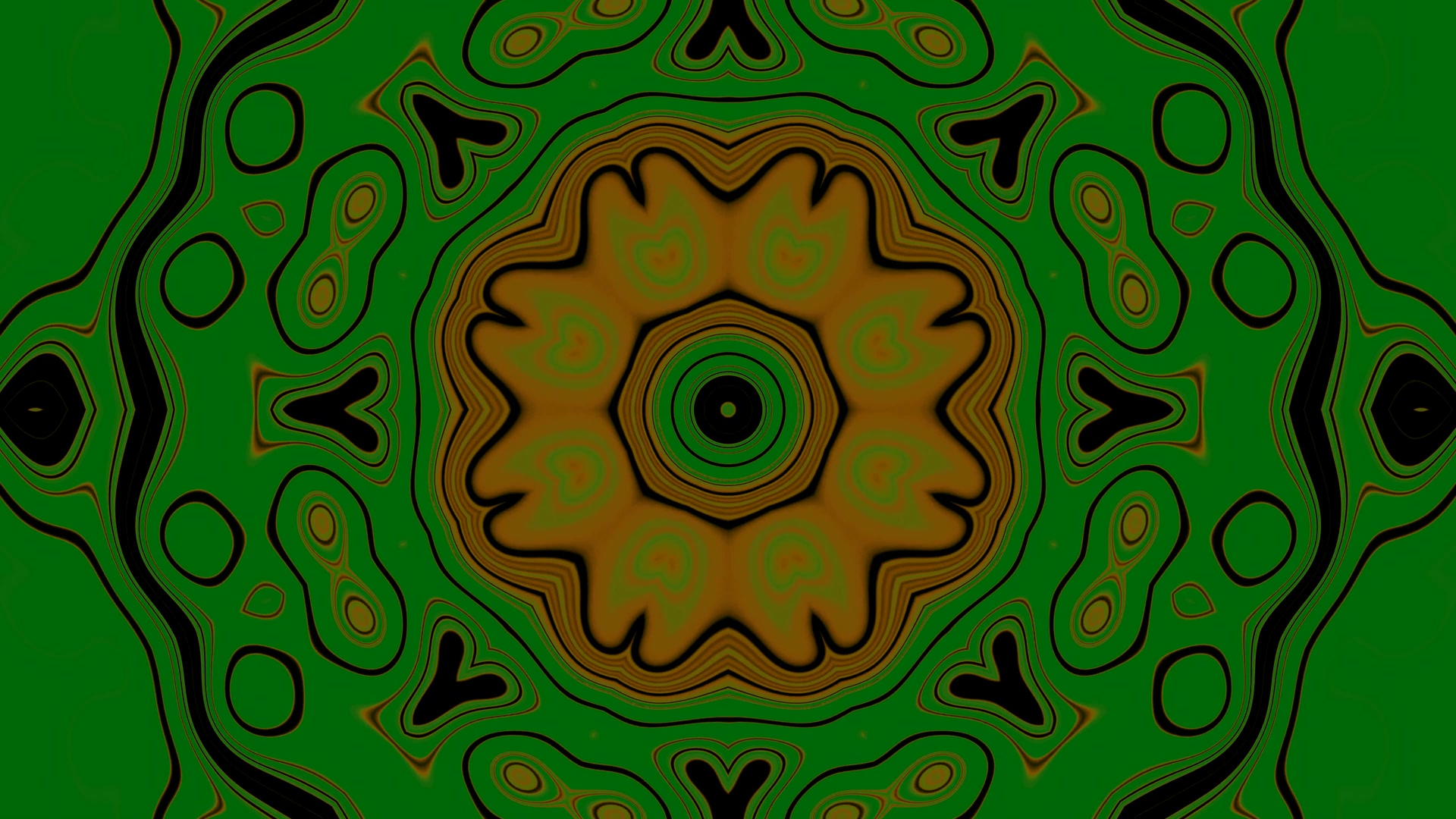 Žalia Aukso Neon Tunelis Mandala 4K UHD 60fps Ekrano Užsklanda VJLoops