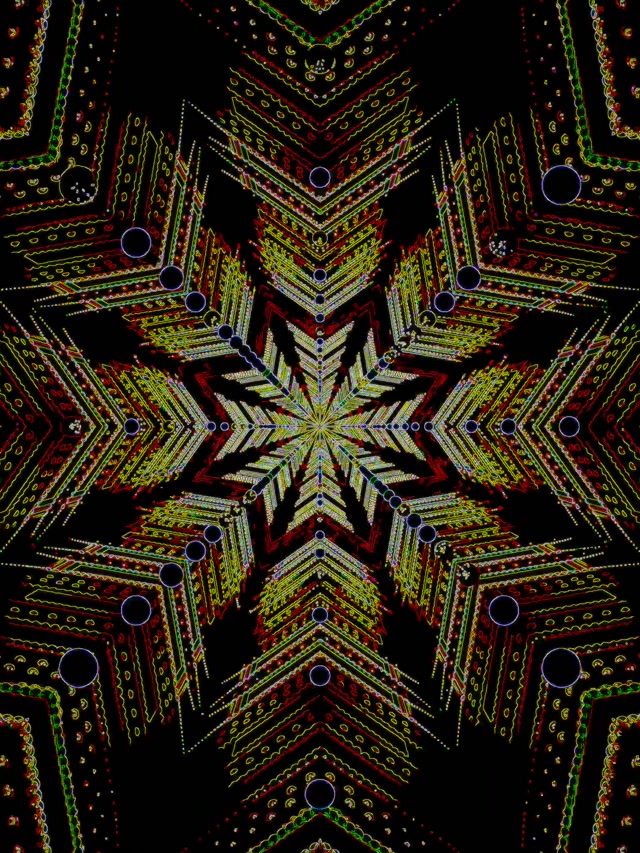 Neon Tunnel Fractal Star Kaleidoscope Vj Loop 3:4 iPad Portrait 60fps Screensaver