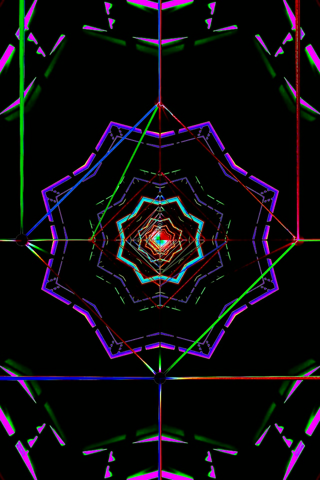 2:3 neon tunelis ekrano užsklanda windows 11 - kaleidoskopas VJ loop 60fps violetinis žalias geometrinis