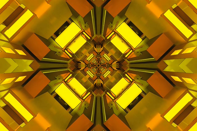 Auksinis neon tunelis kaleidoskopas ekrano užsklanda 3:2 Surface 60fps VJ loop