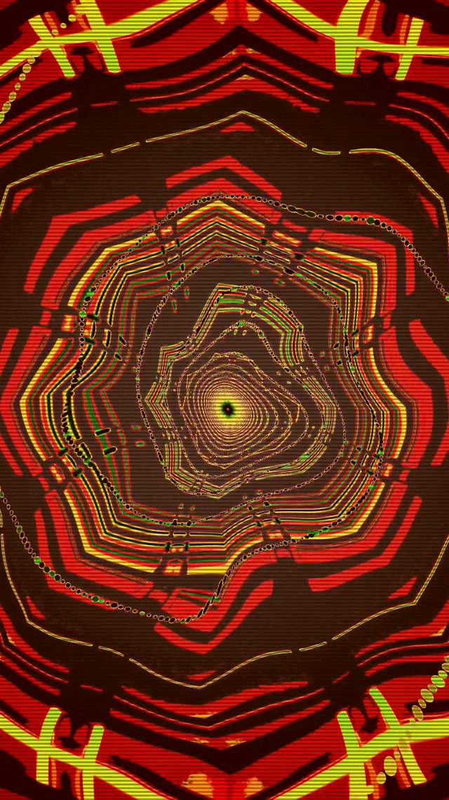 Neon Tunnel Spiraling Octagon Vortex Red Green Vj Loop 9:16 Reels 60fps Screensaver