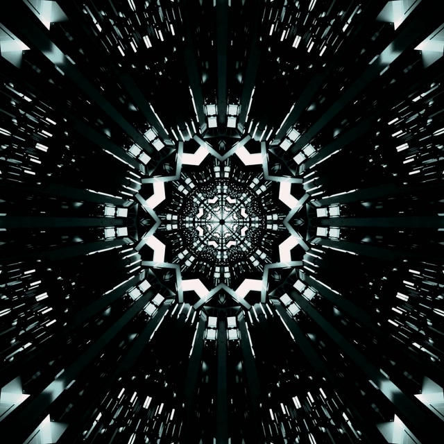 Neon Tunnel Kaleidoscope Star Burst VJ Loop 1:1 Square 60fps Screensaver