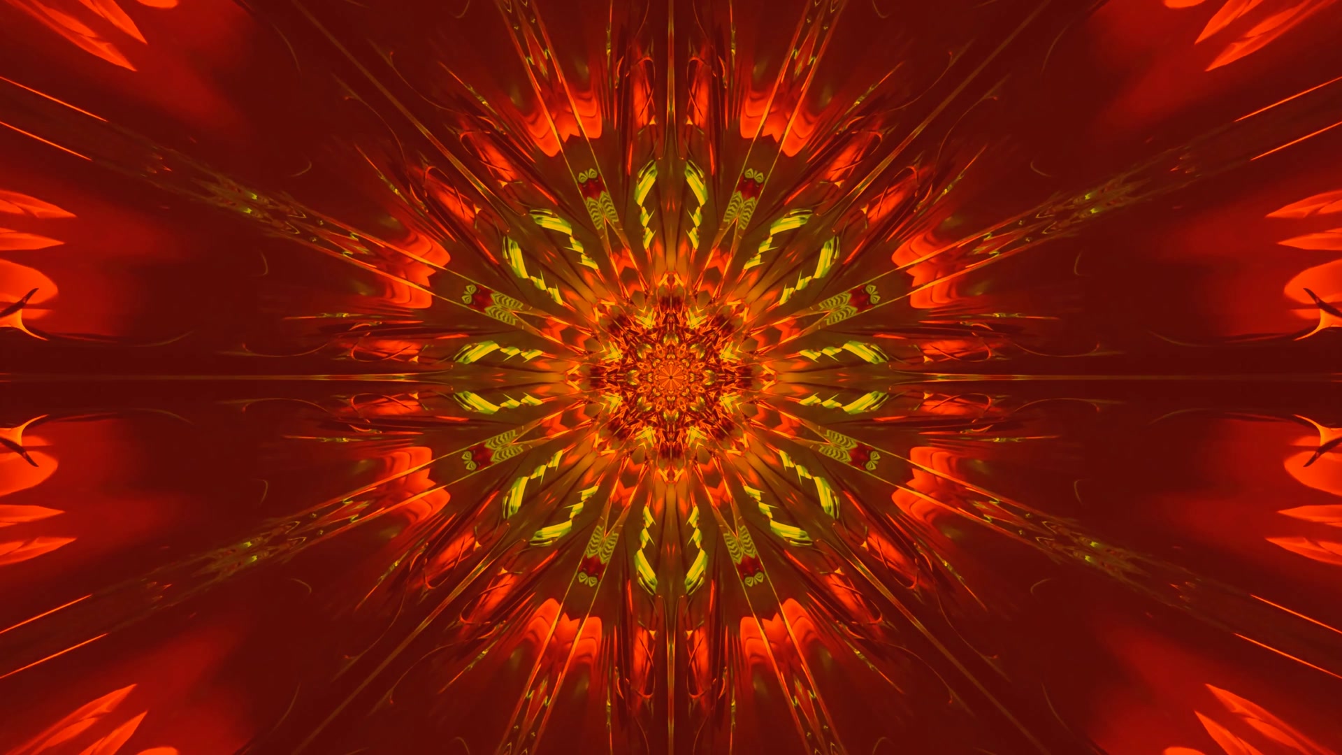 Raudonas ugnis neono tunelis mandala 4K UHD 60fps ekrano užsklanda VJ loop