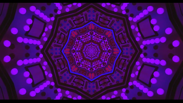 Violetinis Geometrinis Kaleidoskopas VJ Loop - Abstraktus Šešiakampis Mandala Judesio Fonas...