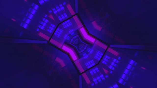 Violetinis Neon Geometrinis Tunelis VJ Loop - Abstraktus 3D Judesio Fonas