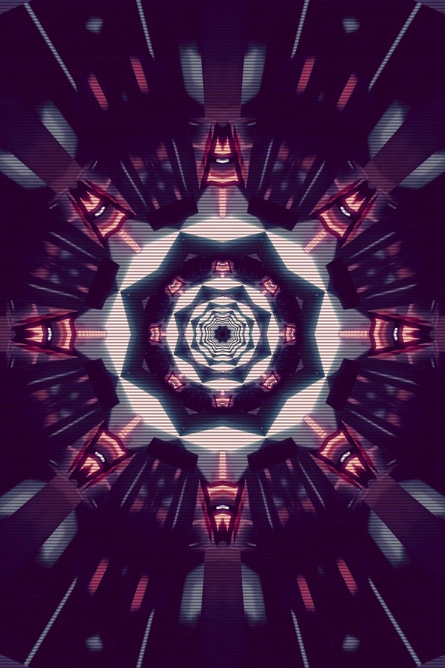 Neon Tunelis Violetinis Kaleidoskopas 60fps Ekrano užsklanda PC 2:3 Portrait VJ Loop