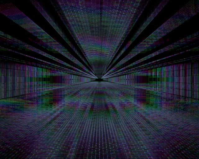 Glitch Neono Tunelis VJ Loop 5:4 Pramonės 60fps Žalias Violetinis Ekrano Užsklanda