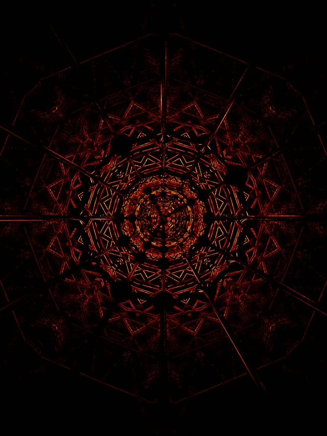 Raudonas Fraktalas Kaleidoskopas Neon Tunelis VJ Loop 3:4 iPad Portretinis 60fps Ekrano Užsklanda