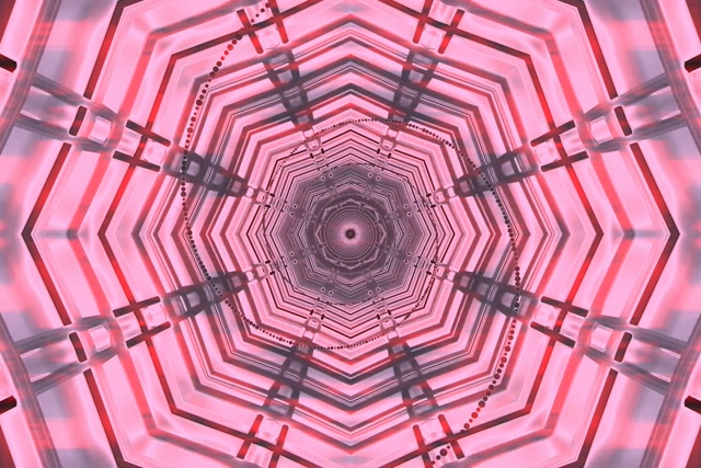 Neoninis Tunelis Rožinis Aštuonkampis Sūkurys VJ Loop 3:2 Surface 60fps Ekrano užsklanda
