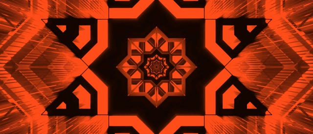 Neon Tunelis Oranžinis Kaleidoskopo Žvaigždė VJ Loop 21:9 Ultrawide 60fps Ekrano užsklanda