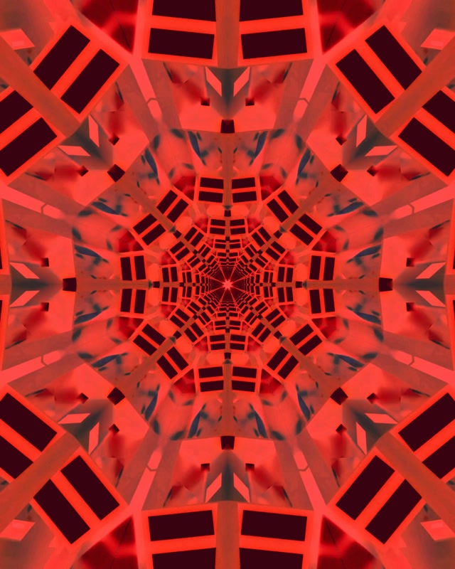 Neon Tunelis Raudonas Kaleidoskopas Sprogimas VJLoops 4:5 Instagram 60fps Ekrano Užsklanda