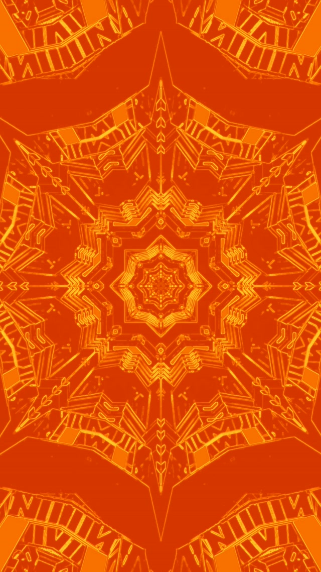 Neon Tunelis Oranžinis Kaleidoskopas Žvaigždė VJ Loop 9:16 Reels 60fps Ekrano Užsklanda