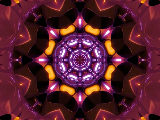 Violetinis Oranžinis Neon Tunelis Kaleidoskopas Ekrano Užsklanda 4:3 Klasikinis 60fps VJ Loop