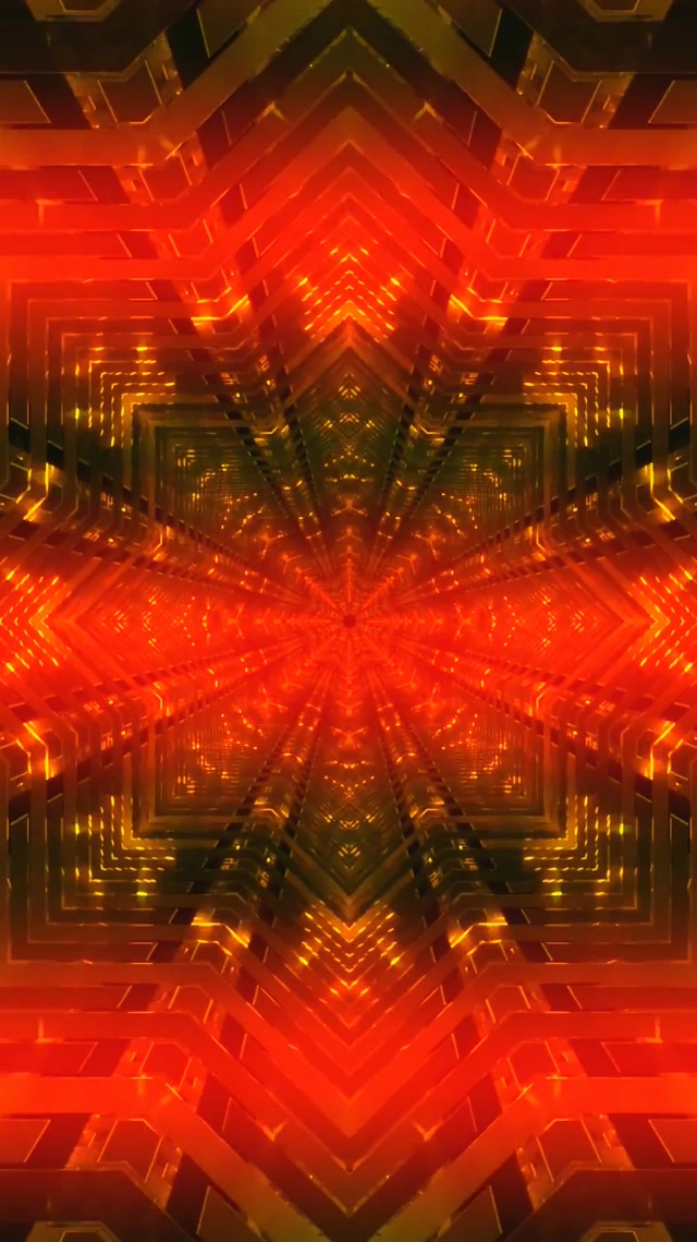 Neoninis Tunelis Ugningas Kaleidoskopas Sprogimas VJ Loop 9:16 Reels 60fps Ekrano užsklanda