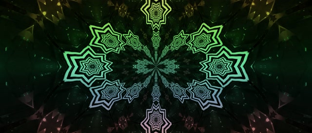 Neon Tunnel Kaleidoscope Star Burst VJ Loop 21:9 Ultrawide 60fps Ekrano užraktas