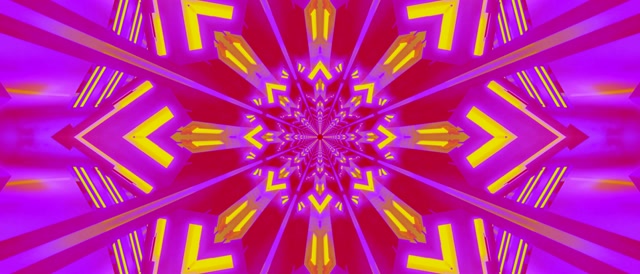 Neon tunelis kaleidoskopo sprogimas VJ ciklas 21:9 ultraplatus 60fps ekrano užsklanda