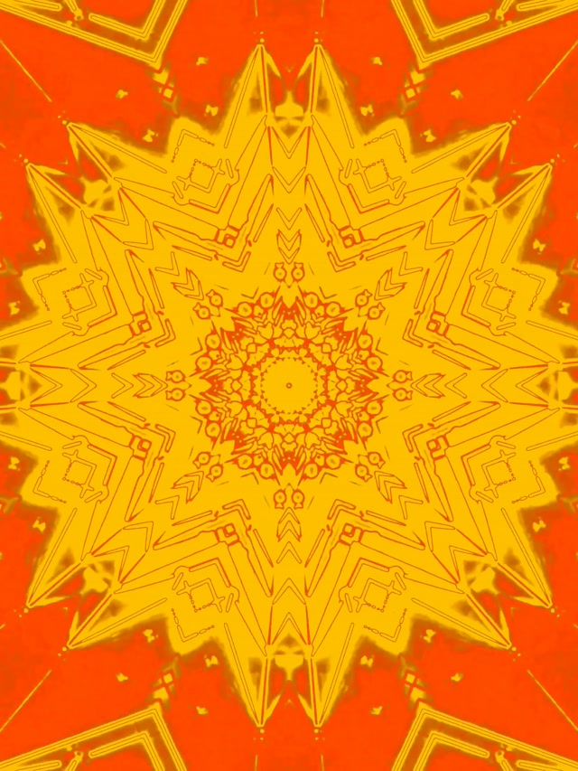 Neoninė tunelio kaleidoskopas žvaigždės sprogimas žalia oranžinė VJ Loop 3:4 iPad vertikalai 60fps ekrano užsauga