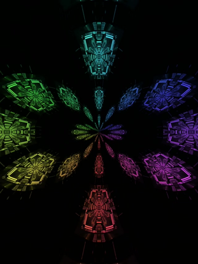 Neon Tunelis RGB Gėlės Sūkurys VJ Loop 3:4 iPad Portretas 60fps Ekrano Užsklanda