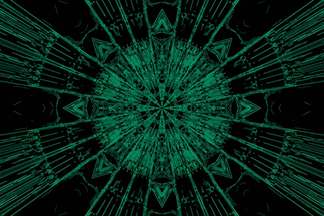 Neon Tunelis Žalias Kaleidoskopo Sprogimas VJ Loop 3:2 Surface 60fps Ekrano užsklanda