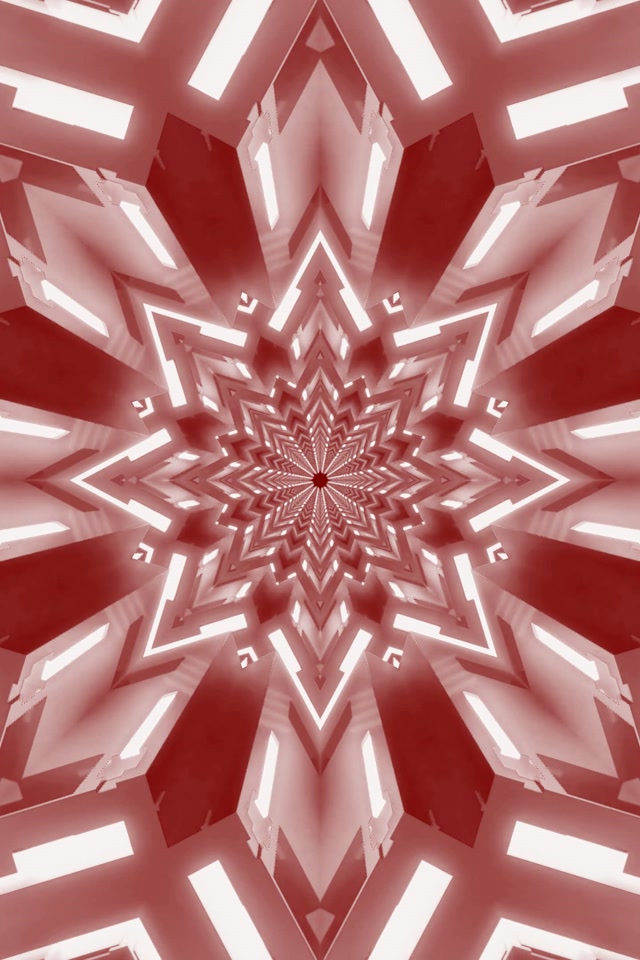 Raudonos žvaigždės kaleidoskopas neono tunelis Vj Loop 2:3 Photo Portrait 60fps ekrano užraktis