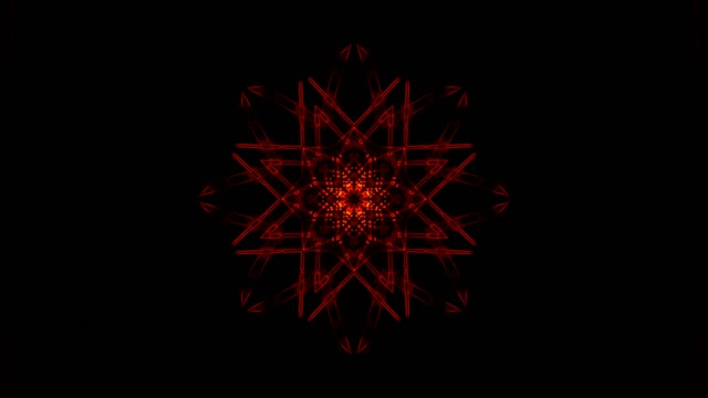 Sarkanā Ģeometriskā Zvaigznes Mandala VJLoops - Abstrakts Tumšs Kustības Fons