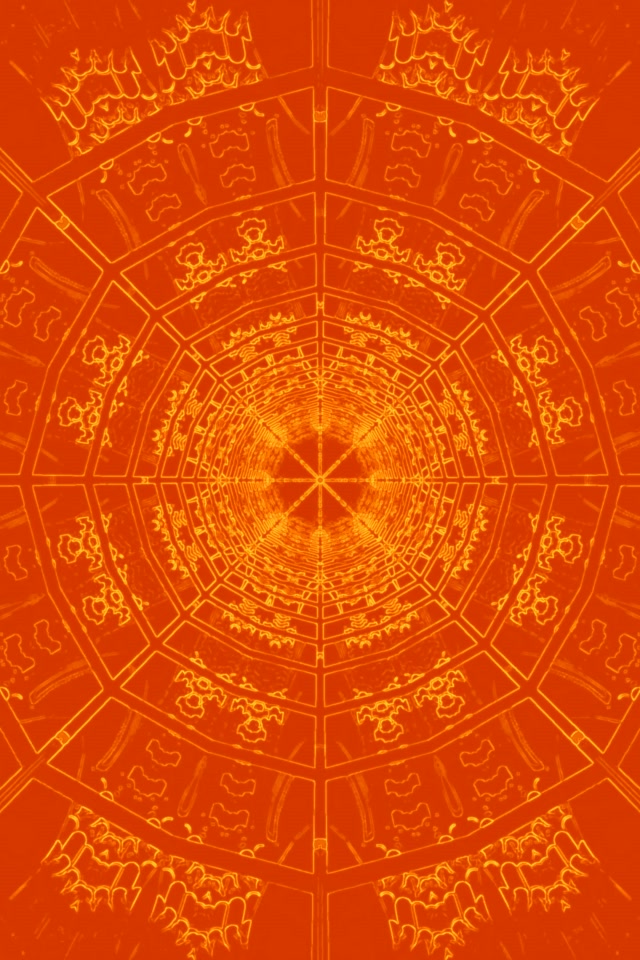 Neon Tunnel Orange Mandala Vortex Screensaver 2:3 Portrait 60fps VJ Loop