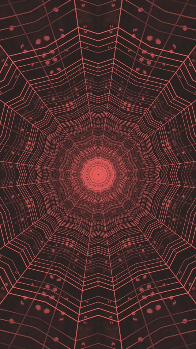 Neon Tunnel Red Spider Web Vortex Vj Loop 9:16 Reels 60fps Screensaver