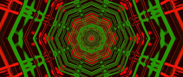 Neon Tunnel Red Green Octagon Vortex Vj Loop 2.39:1 Cinemascope 60fps Screensaver