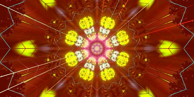 Neon Tunnel Red Fractal Kaleidoscope Burst Vj Loop 2:1 Univisium 60fps Screensaver