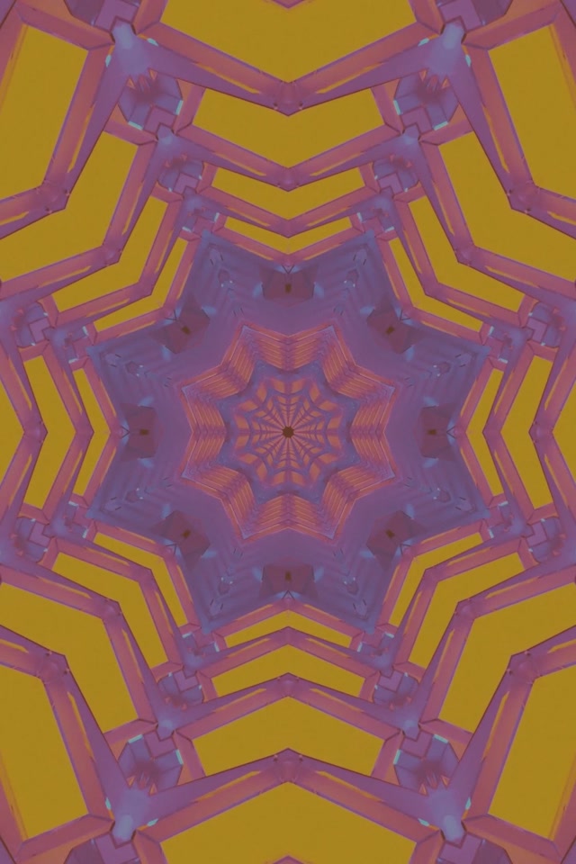 Neon Tunnel Star Mandala Purple Gold 60fps Screensaver 2:3 Photo Portrait Vj Loop